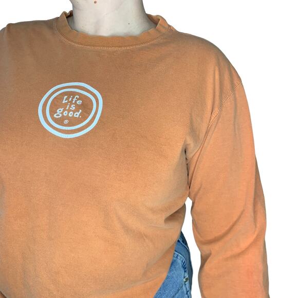 Life Is Good Orange Long Sleeve Outdoorsy Nature Granola Graphic Shirt Large - Picture 2 of 4